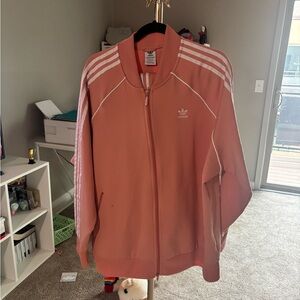 Adidas Coral Zip-Up Jacket with White Stripes